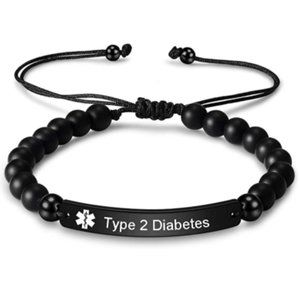 Natural Stone Beaded Medical Alert ID Bracelet